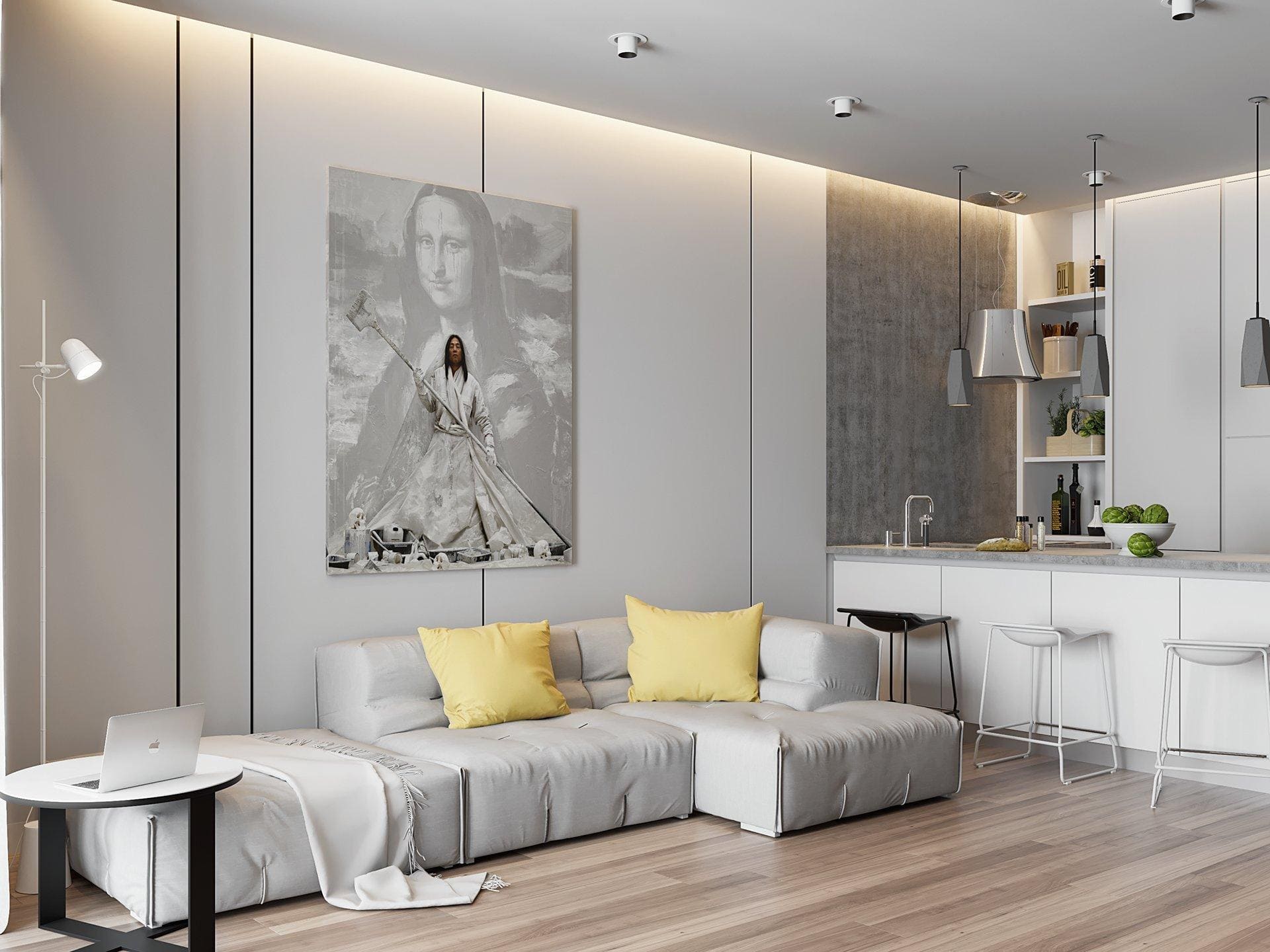 Современный и стильный дизайн квартиры-студии в стиле минимализм